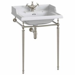 Burlington Classic Rectangular 650mm One Tap Hole Basin Brushed Nickel Washstand