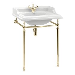 Burlington Classic Rectangular 650mm One Tap Hole Basin Gold Washstand