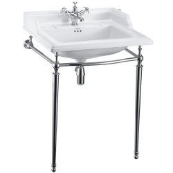 Burlington Classic Rectangular 650mm One Tap Hole Basin Chrome Washstand