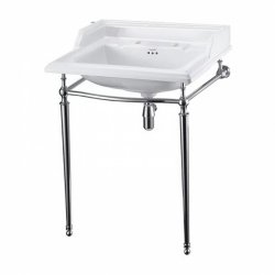 Burlington Classic Rectangular 650mm Two Tap Hole Basin Chrome Washstand