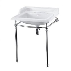 Burlington Classic Rectangular 650mm Three Tap Hole Basin Chrome Washstand