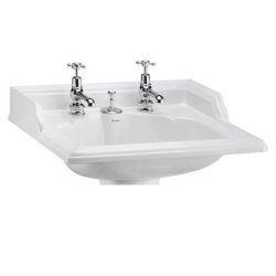Burlington Classic 650mm Two Tap Hole Basin With Invisible Overflow Burlington Classic 65cm 2 Tap Hole Basin With Invisible Overflow