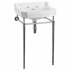 Burlington Edwardian 560mm Two Tap Hole Basin Chrome Washstand