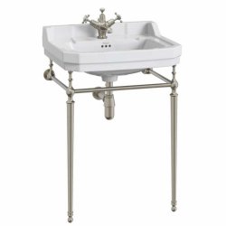 Burlington Edwardian 610mm One Tap Hole Basin Brushed Nickel Washstand