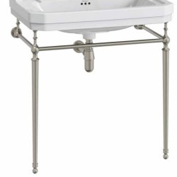 Burlington Edwardian 800mm Two Tap Hole Basin Brushed Nickel Washstand