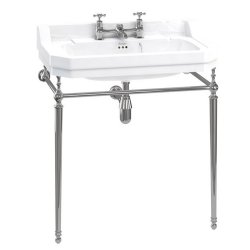 Burlington Edwardian 800mm Two Tap Hole Basin Chrome Washstand