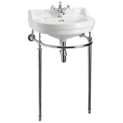 Burlington Edwardian 560mm One Tap Hole Round Basin Chrome Washstand