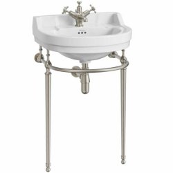 Burlington Edwardian 560mm One Tap Hole Round Basin Brushed Nickel Washstand