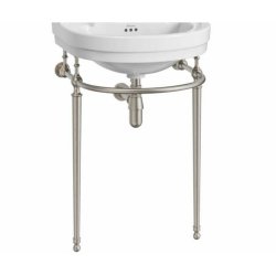 Burlington Edwardian 560mm Two Tap Hole Round Basin Brushed Nickel Washstand