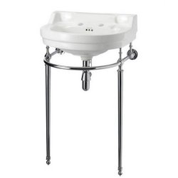 Burlington Edwardian 560mm Two Tap Hole Round Basin Chrome Washstand