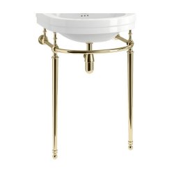 Burlington Edwardian 560mm Two Tap Hole Round Basin Gold Washstand