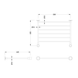 Burlington Chrome 610mm Rectangular Basin Towel Rack