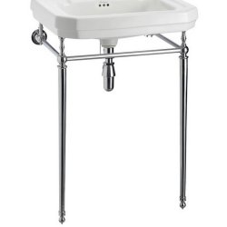 Burlington Victorian 610mm Three Tap Hole Basin Chrome Washstand