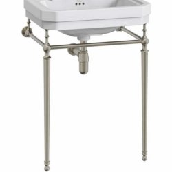 Burlington Victorian 610mm Three Tap Hole Basin Brushed Nickel Washstand