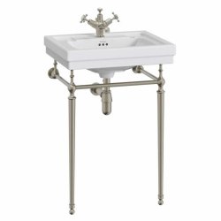 Burlington Contemporary 580mm One Tap Hole Basin Brushed Nickel Washstand