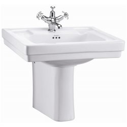 Burlington Contemporary 580mm One Tap Hole Basin Semi Pedestal
