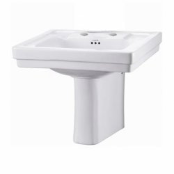 Burlington Contemporary 580mm Two Tap Hole Basin Semi Pedestal