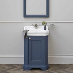 Burlington Edwardian 560mm Blue Cloakroom Vanity Unit with Basin One Tap Hole Basin