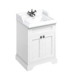 Burlington Freestanding 650mm Matt White Vanity Unit with Doors and Basin One Tap Hole Basin