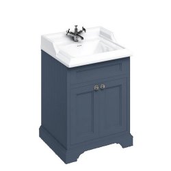 Burlington Freestanding 650mm Blue Vanity Unit with Doors and Basin One Tap Hole Basin