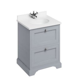 Burlington Freestanding 650mm Classic Grey Vanity Unit with Drawers and Basin Minerva White Countertop and Basin Bowl
