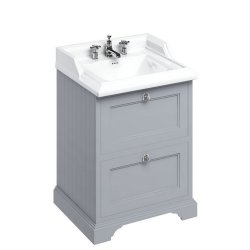 Burlington Freestanding 650mm Classic Grey Vanity Unit with Drawers and Basin Three Tap Hole Basin