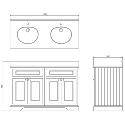 Burlington Freestanding 1300mm Classic Grey Double Vanity Unit with Doors and Basins Burlington Freestanding 1300mm Classic Grey Double Vanity Unit with Doors and Basins Dimensions