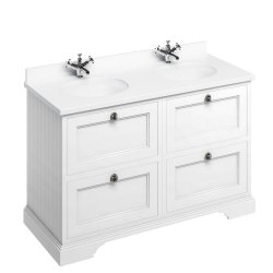 Burlington Freestanding 1300mm Matt White Double Vanity Unit with Drawers and Basins 1742914081FC10Wwhite.jpg