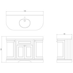 Burlington Freestanding 1340mm Matt White Curved Vanity Unit with Doors and Basin Burlington Freestanding 1340mm Matt White Curved Vanity Unit with Doors and Basin Dimensions