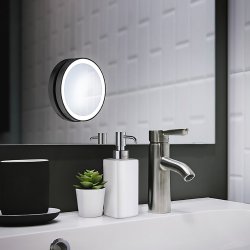 Smedbo Outline Lite 130mm Black LED Makeup Mirror with Suction Cups