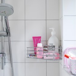 Smedbo Beslagsboden Chrome Self Adhesive Corner Shower Basket