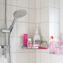 Smedbo Beslagsboden Chrome Self Adhesive Corner Shower Basket