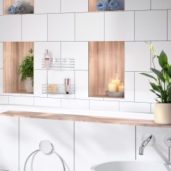 Smedbo Beslagsboden Chrome Self Adhesive Double Shower Basket
