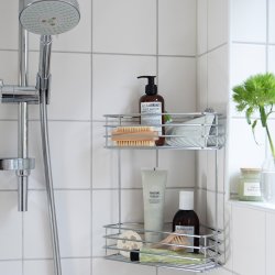 Smedbo Beslagsboden Chrome Self Adhesive Double Corner Shower Basket