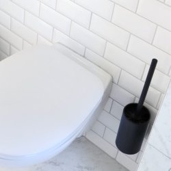 Smedbo Beslagsboden Black Self Adhesive Toilet Brush and Holder