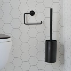 Smedbo Beslagsboden Black Self Adhesive Toilet Brush and Holder