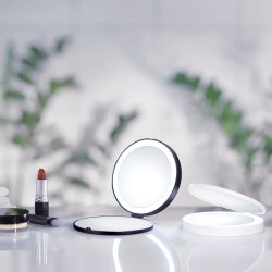 Smedbo Outline Lite 120mm Black LED Travel Mirror