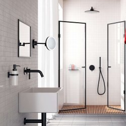 Smedbo Outline 200mm Black Wall Mounted LED Mirror