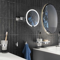 Smedbo Outline 200mm Chrome Wall Mounted LED Circular Mirror