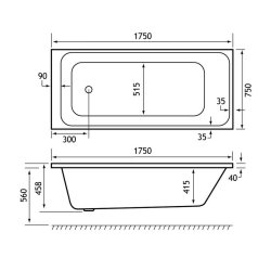 Beaufort Malin SE 1750 x 750mm 5mm Bath