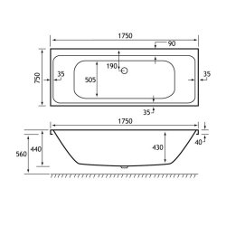 Beaufort? Malin DE 1750 x 750mm Reinforced Bath 