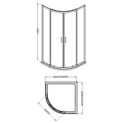 Nuie Rene 900mm Black Framed Quadrant Shower Enclosure