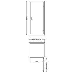 Nuie Rene 700mm Black Framed Hinged Shower Door