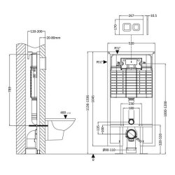 Nuie Square Dual Flush Concealed Cistern With Frame with Brass Plate