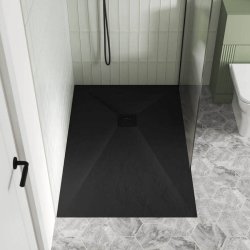 Nuie 1200x900mm Black Slate Rectangular Slimline Shower Tray