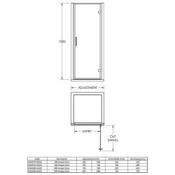 Nuie Pacific Chrome 760mm Hinged Shower Door
