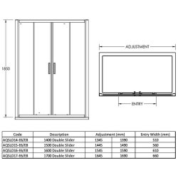 Nuie Pacific Chrome 1400mm Double Sliding Shower Door