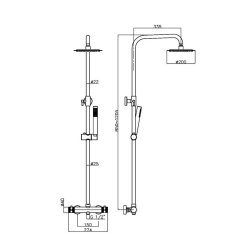 Scudo Core Chrome Round Exposed Rigid Riser Shower