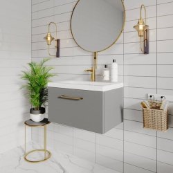 Nuie Arno Grey 600mm Wall Hung 1 Drawer Vanity Unit (ARN2222A)