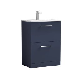 Nuie Arno Blue 600mm Floor Standing 2 Drawer Vanity Unit (ARN1733A)